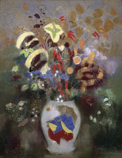 Stilleven van een Vaas met Bloemen door Odilon Redon